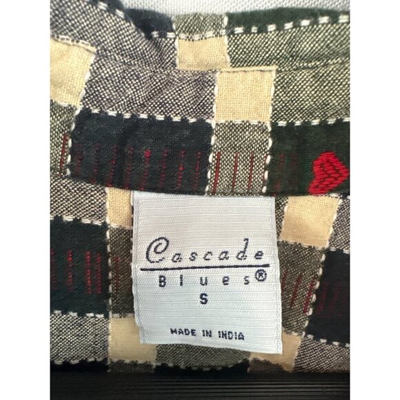 Cascade Blues Womens S Plaid Heart Button-Up Shirt 100% Cotton - Picture 4 of 6